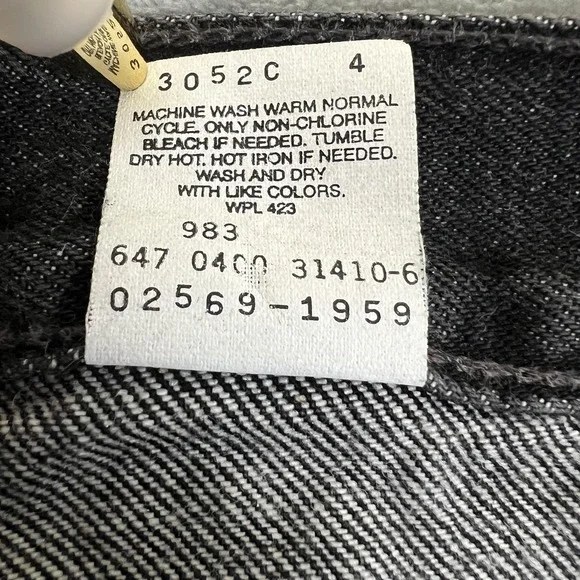 Vintage Levis Lot 53 Jeans Mens 42x30 Black Selvedge Straight Leg Relaxed 90s